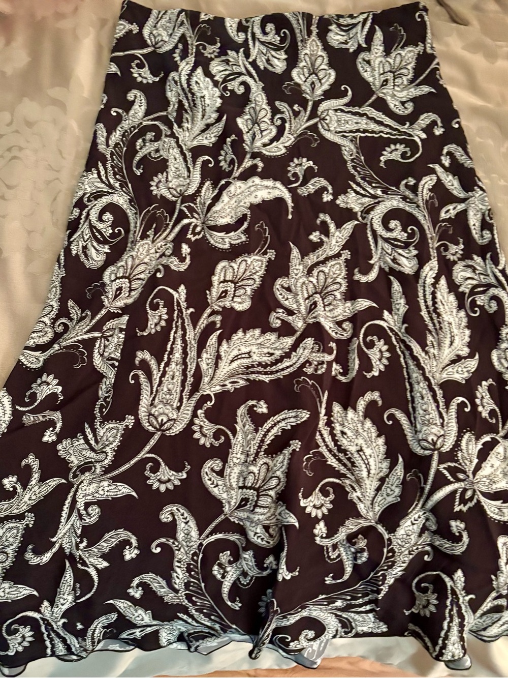 Karen Kane Black & White Paisley A-Line Skirt
